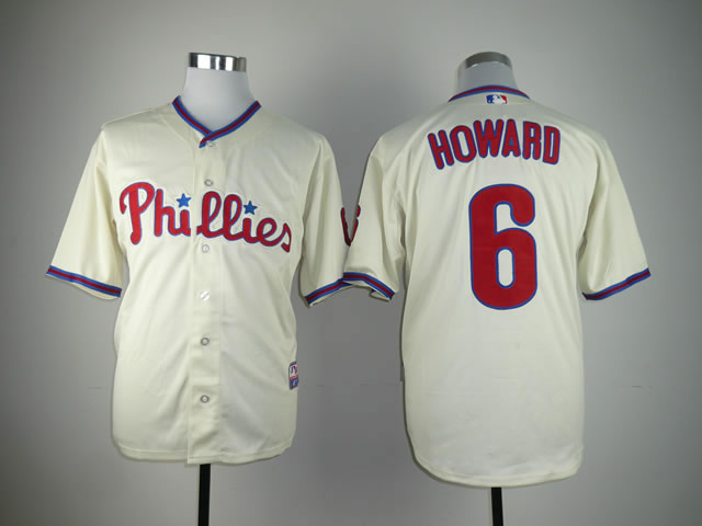 Men Philadelphia Phillies #6 Howard Cream MLB Jerseys->philadelphia phillies->MLB Jersey